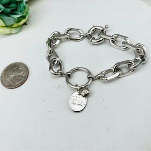 Henri Bendel Silver Tone Chain Logo Charm Bracelet firm price